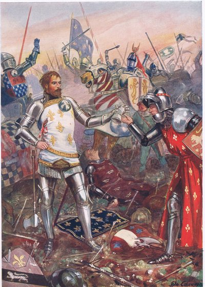 The Surrender of John II of France at the Battle of Poitiers, illustration from 